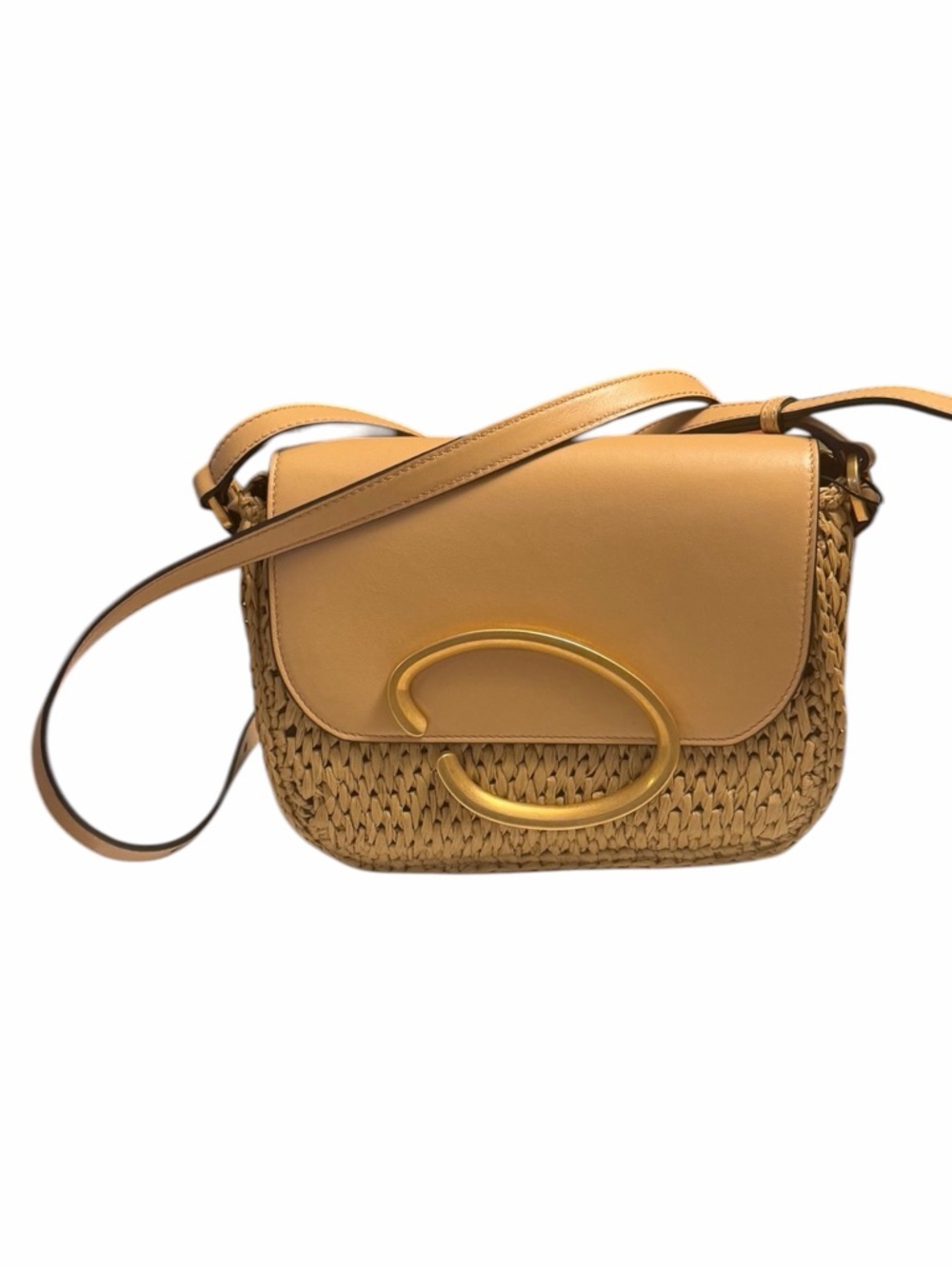 Oscar de la Renta Oath Raffia Crochet Crossbody Bag Gold Hardware NWT - Picture 2 of 12